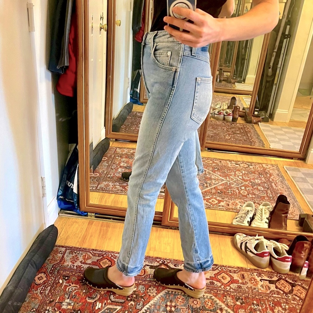 AMO Bella Baby Blue Wash Straight Leg Jeans